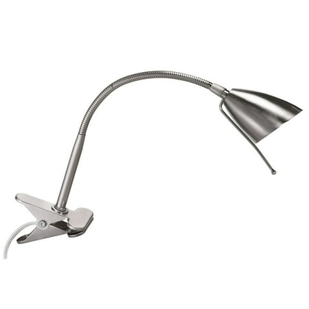 Clip Halogen Lamp - Dainolite Gooseneck Clip-On Lamp - Satin Chrome