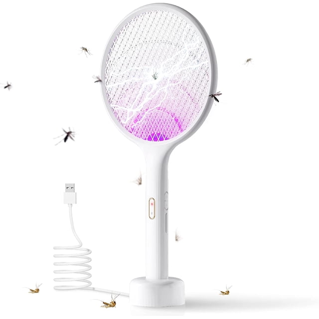Raqueta eléctrica recargable para matar mosquitos, 3500V, con Base de carga, antimosquitos, moscas e insectos