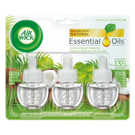 Scent Refill - Air Wick Scented Oil 3 Refills, Coconut Splash, (3X0.67oz), Air Freshener