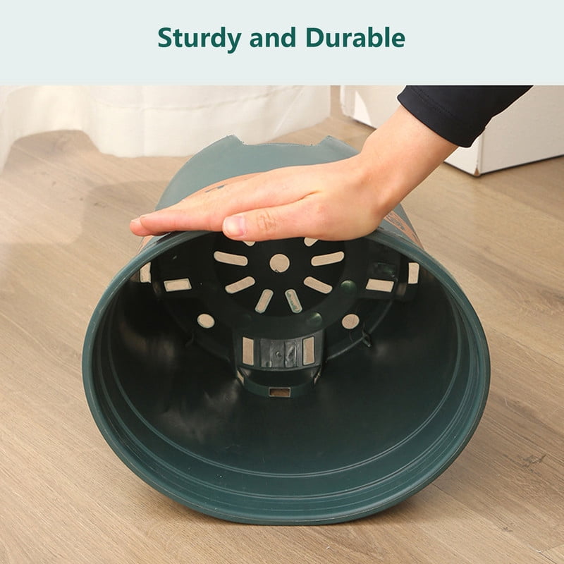 1.5 Gallon Plastic Nursery Pots, 7.5 Inch Round Plant Pots with Drainage Holes, 10 Pack Flower Pots for Outdoor Indoor Plants, Flowers, Gardening Gifts for Women, Green