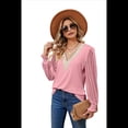 thumbnail image 1 of Blusa Informal de Larga con Volantes y Cuello en V para Mujer Rosa L, 1 of 10