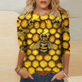 thumbnail image 2 of CYMMPU Tunic Tops 3/4 Sleeve Loose Fit Fall Fashion Shirts Blouses for Women Dressy Casual Bee Pattern Spring Tops Crew Neck Lightweight Basic T-Shirts Multicolor M, 2 of 5