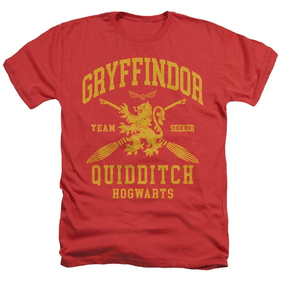 Harry Potter Gryffindor Quidditch Arch Unisex Adult Heather T Shirt, Red Heather, Small