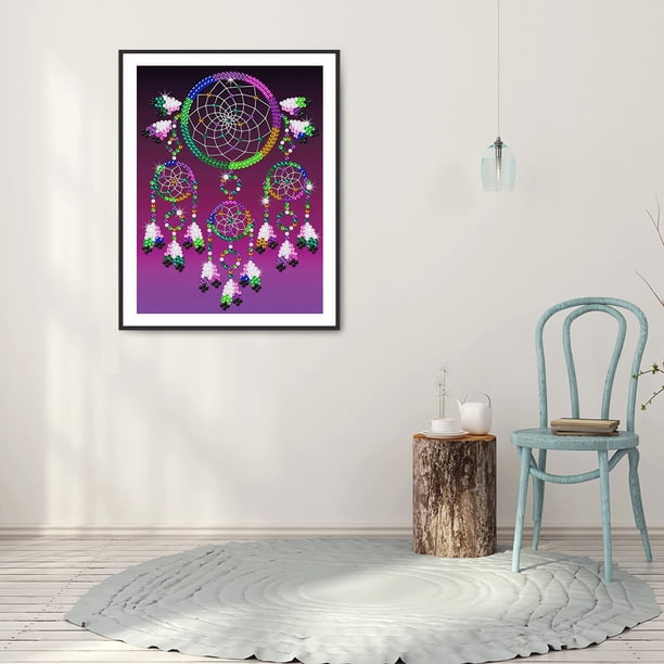 Cuadros Decorativos Pintura de diamantes de forma especial 5D Kit de mosaico de Ehuebsd diamantes de imitación parcial atrapasueños dibujo de imagen decoración del hogar arte artesanal