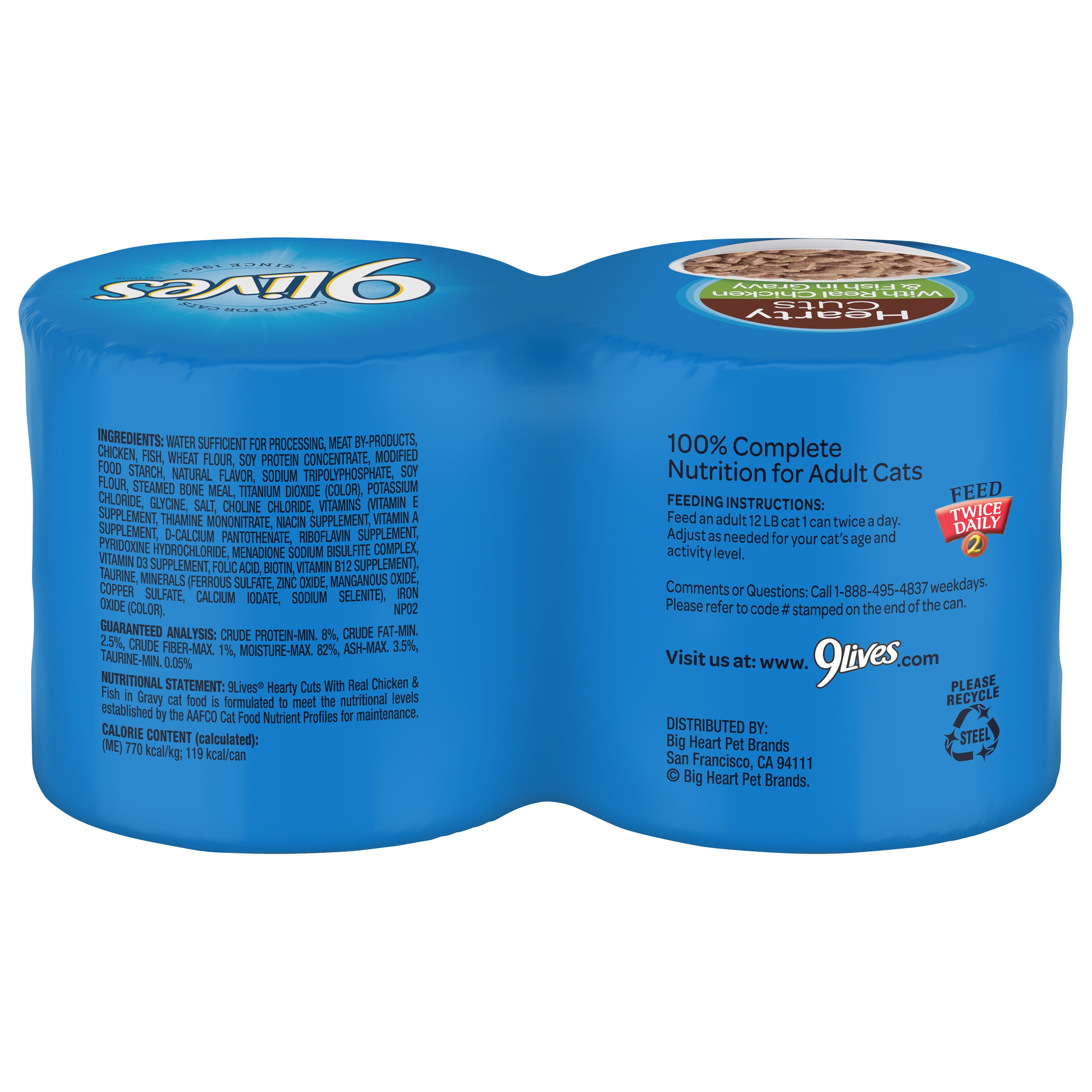 9Lives Hearty Cuts with Real Chicken & Fish in Gravy Wet Cat Food, 5.5 oz. Can, 4 Count