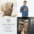 thumbnail image 2 of for iPhone XR Case Wallet for Women and Men, iPhone XR Case, PU Leather Magnetic Flip Strap Wristlet Zipper Card Holder Wallet Business Phone Cover for iPhone XR, Brown, 2 of 10