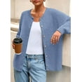 thumbnail image 3 of PRETTYGARDEN Fall Long Sleeve Cardigans for Women Trendy Open Front Winter Button Down Crewneck Soft Knit Sweater Jacket, 3 of 10