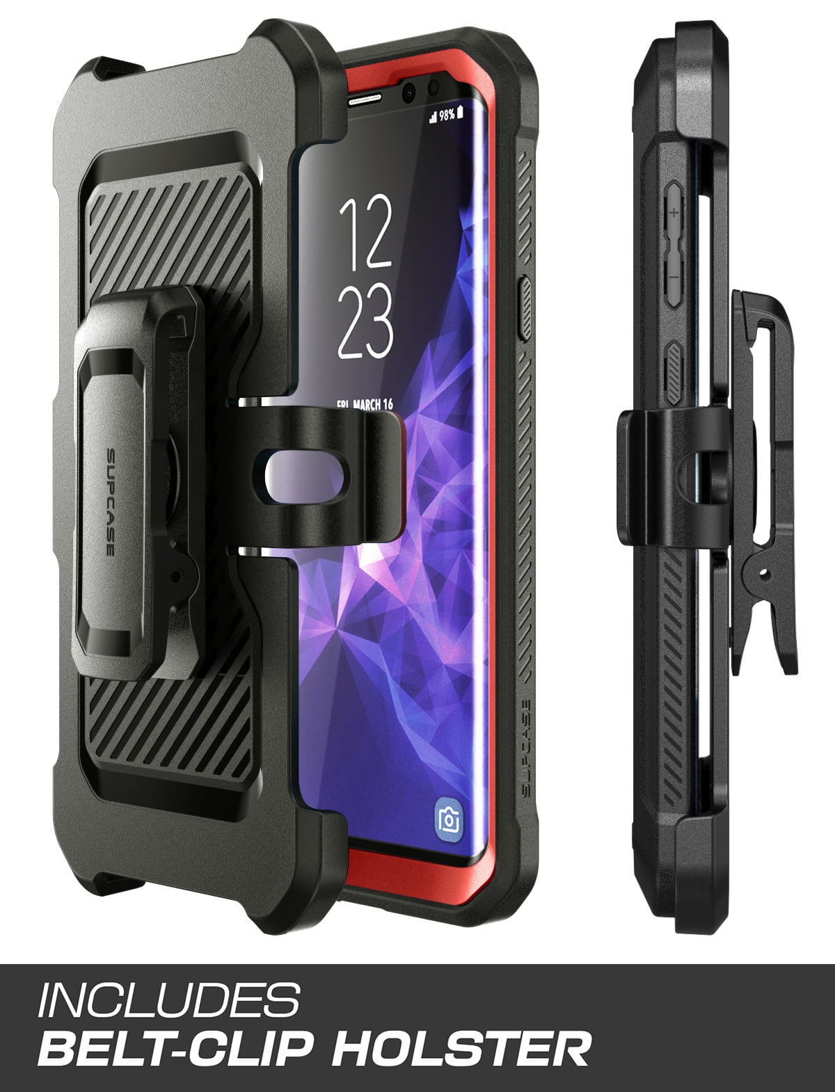 SUPCASE Unicorn Beetle Pro Series Case Designed for Galaxy S9, with Built-in Screen Protector Full-Body Rugged Holster Case for Galaxy S9 (2018 Release) (MetallicRed)