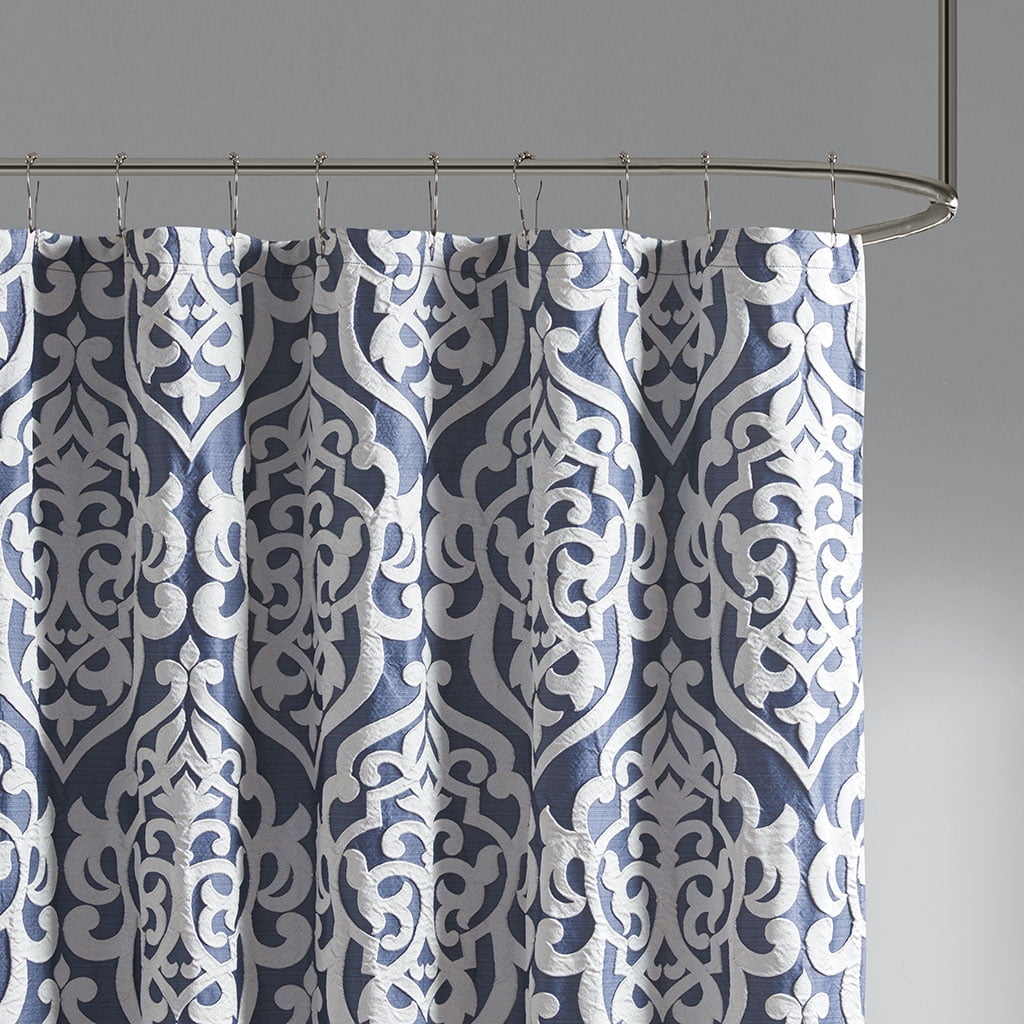 MAYEERTY Jacquard Shower Curtain, 72" x 72", Silver, Cotton