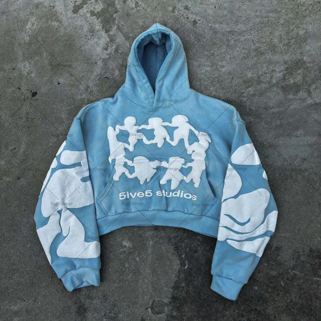 Retro Gothic Trend Letter Pattern Printed Oversized Hoodie Men's Fashion Loose Versatile Pocket Pullover Sweatshirt Women
