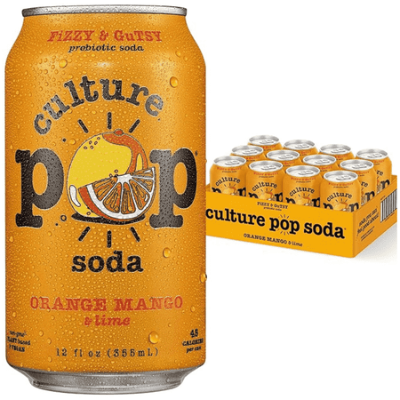 Culture Pop Soda Sparkling Probiotic Drink Orange Mango 12 Pack 12 Fl Oz Cans