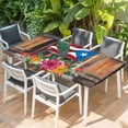 thumbnail image 2 of Puerto Rico Flag Table Cloths for 3 Foot Rectangle Tables, Farmhouse Retro Flowers American Flags Patio Waterproof Elastic Fitted Tablecloths, Washable Rectangular Table Cover for Camping, 2 of 8