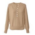 thumbnail image 4 of JGGSPWM Womens Half Button V-Neck Sweater Solid Color Lightweight Fall Long Sleeve Pullover Tops Trendy Cute Crop Sweatshirt Yellow XXL, 4 of 5