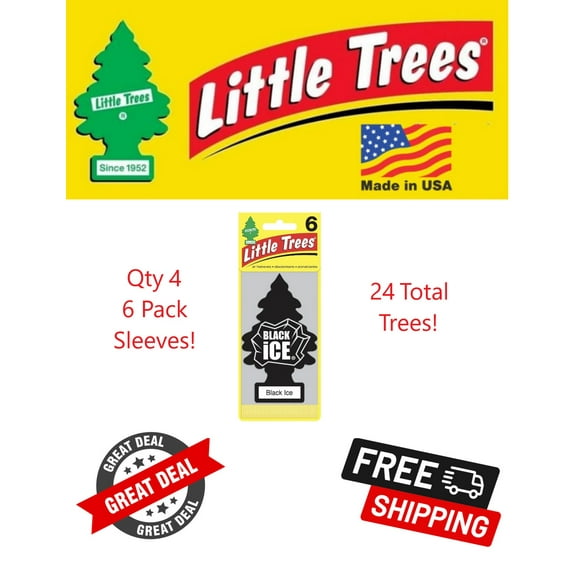 Little Trees U6P-60155 Black Ice Hanging Air Freshener for Car & Home 24 Pack!