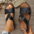 thumbnail image 2 of Yyuenw Women Open Toe Crisscross Wedge Slide Sandals PU Slip On Holiday Casual Summer Walking Shoes, 2 of 9