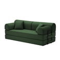 thumbnail image 4 of Leumius 79" Convertible Futon Sofa Bed, Boneless Couch for Living Room, Corduroy Folding Mattress Couch with Fixed-Shape Frame, Floor Sofa Lounge Couch with 2 Pillows, No Assembly,Dark Green, 4 of 9