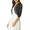 thumbnail image 4 of INSPIRE CHIC Women's Shrugs Floral Lace Cardigan 3/4 Sleeves Sheer Cover Up Top Black 2XL, 4 of 7