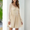 thumbnail image 4 of Vestido de encaje para mujer Lindo volante de cintura alta Cuello en V Manga larga de linterna Otoño Abanopi Extragrande, 4 of 7