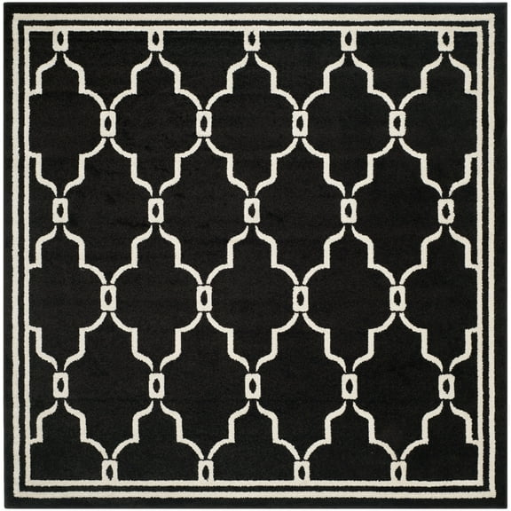 SAFAVIEH Amherst Wesley Geometric Area Rug, Anthracite/Ivory, 5' x 5' Square