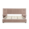 thumbnail image 6 of Aukfa King Upholstered Bed Frame with LED Lights and Nightstands, Chenille Platform Bed with Oversized Wingback Design, Pink, 6 of 8