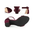 thumbnail image 2 of BLISSFUL STEP High Block Heel Buckle Ankle Strap Sandals for Women Burgundy 8, 2 of 6