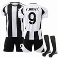 thumbnail image 1 of 2024-2025 Juventus Football Club Kids' Home Football Shirt No. 9 Vlahovic - Perfect, 1 of 2