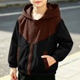 thumbnail image 2 of SGFCWSX Boys Windbreaker Hooded Lightweight Jacket Color Block Zip Up Windproof Outdoor Coat Brown Size 2T, 2 of 7