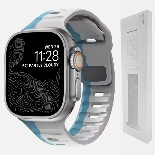 Correa de silicona suave para Apple Watch, pulsera deportiva para iwatch series 5, 6, 7, 8, 9, Ultra 2, 49mm, 44mm, 45mm, 42mm, 41mm, 42mm