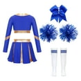 thumbnail image 2 of YONGHS Cheering Costume for Girls Crop Top with Pleated Skirt Cheerleading Halloween Party Outfits B Blue 12, 2 of 5