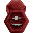 thumbnail image 1 of Velvet Treasures Engagement Ring Box, Double Slots Vintage Hexagon Wedding Jewelry Box for Ceremony, Display & Storage, Red, 1 of 2