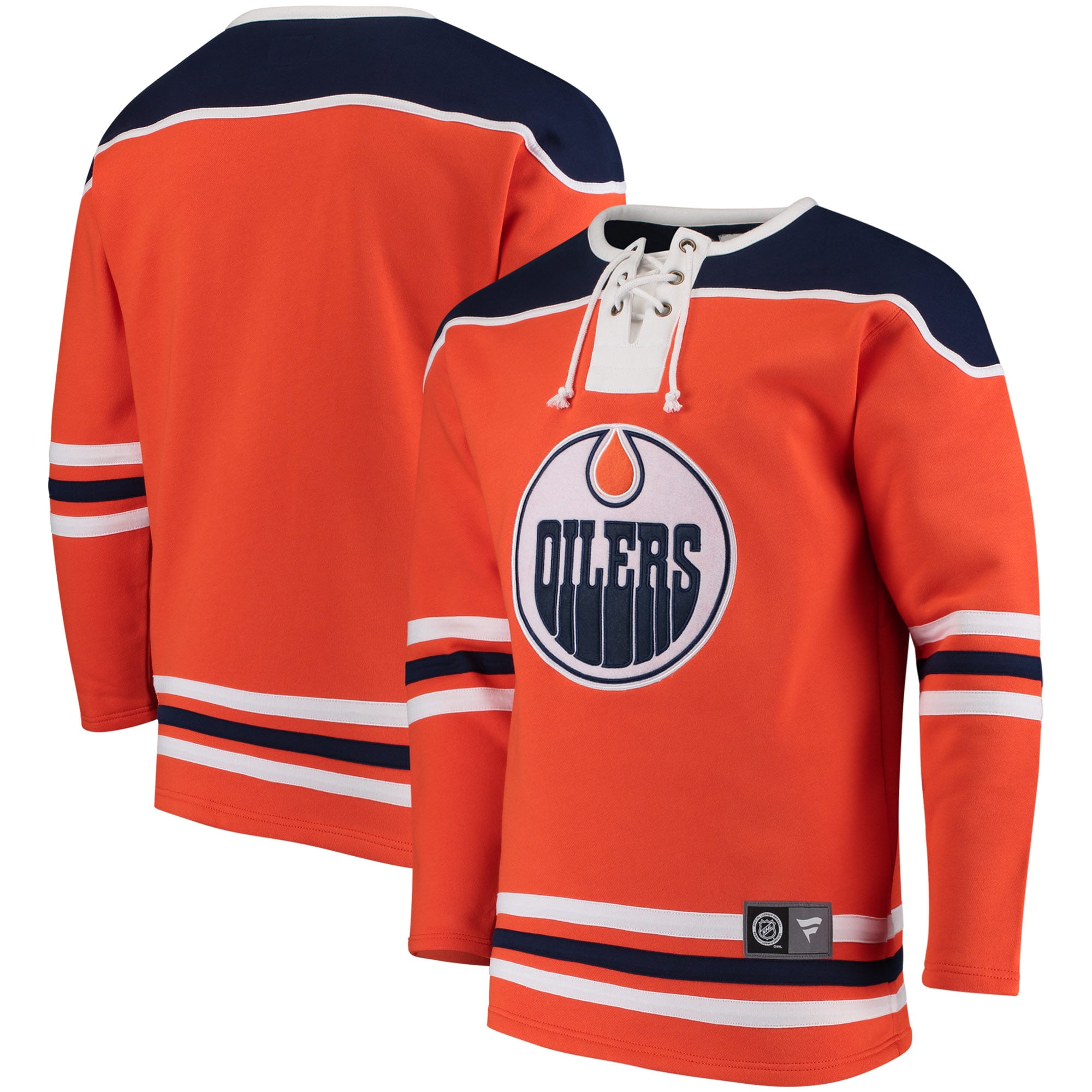 Edmonton Oilers Fanatics Branded Breakaway Lace Up Pullover Sweatshirt