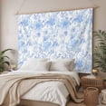 thumbnail image 3 of Watercolor Blue Floral Large Tapestry for Bedroom Wall Hanging Tapestry, Blue Ombre Botanical Summer Ceiling Backdrop Tapestries Poster Blanket Wall Decor for Teens Room Living Room Dorm 85" x 90", 3 of 8