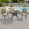 thumbnail image 5 of Hzzkey 3-Piece Cast Aluminum Outdoor Dining Set, Round Table, Beige Cushions, Umbrella Hole for Patio/Garden Use, 5 of 10