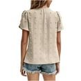 thumbnail image 5 of Summer Savings Clearance 2024! TAGOLD Summer Short Sleeve Tops for Womens Women's Fashion Short Sleeves Round Neck Solid Color Loose Tops Blouse Knitted Sweater Khaki M, 5 of 6