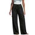thumbnail image 2 of Womens Work Pants Work Pants for Women Women's Pants Wide Leg Pant Drawstring Casual Corgo Trousers With Pockets Black L, 2 of 6