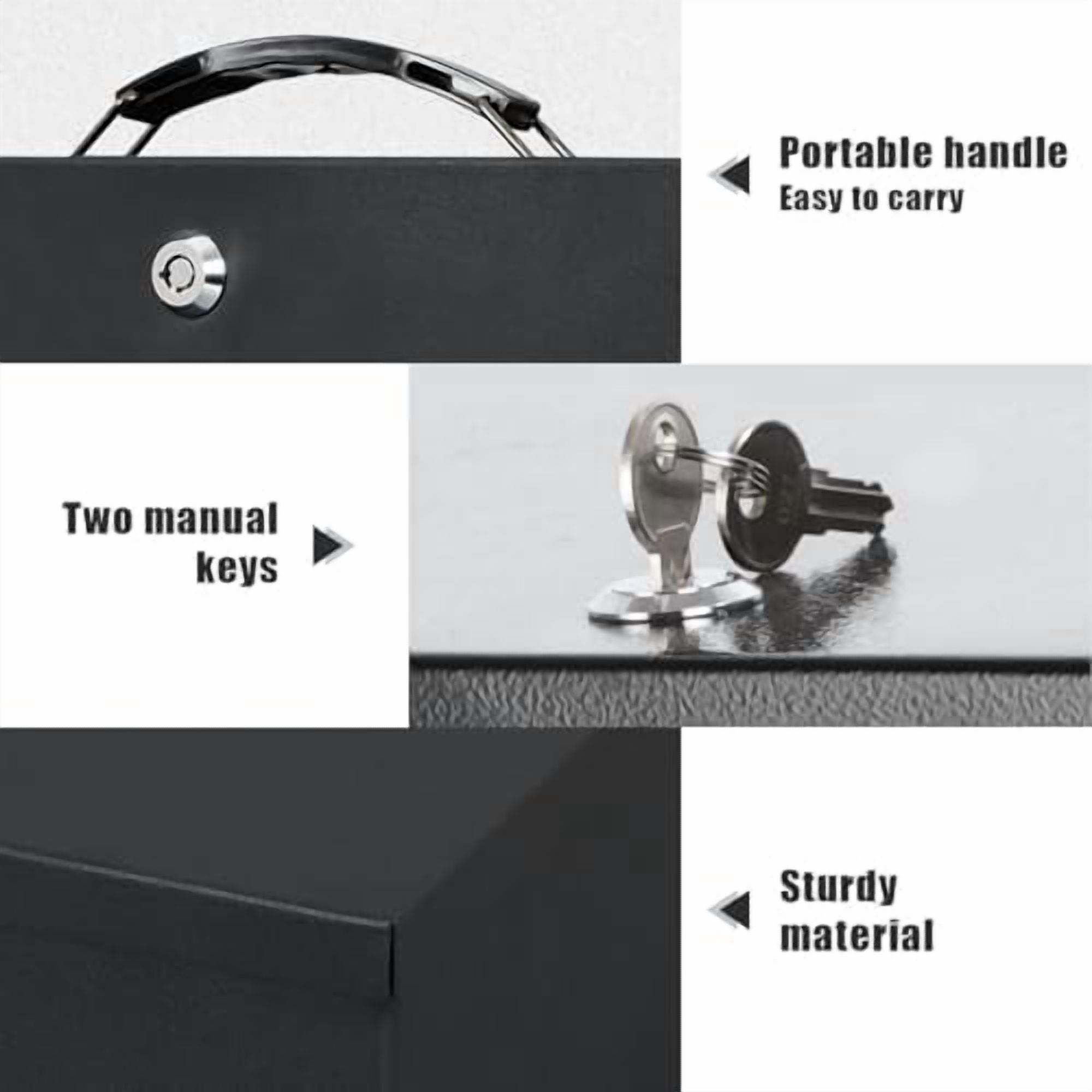 Fire Resistant Safe Fire Safe Box with Key Lock for Home Office Security Storage for Valuables Documents,12.8 x 8.5 x 4.5 Inch,Black