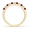 thumbnail image 2 of ANGARA Natural Shared Prong Ruby and Diamond Half Eternity Ring in 14K Yellow Gold for Women (Size-2.1mm) | July Birthstone, Birthday, Anniversary, Jewelry Gift for Women | Natural Ruby Ring, 2 of 10