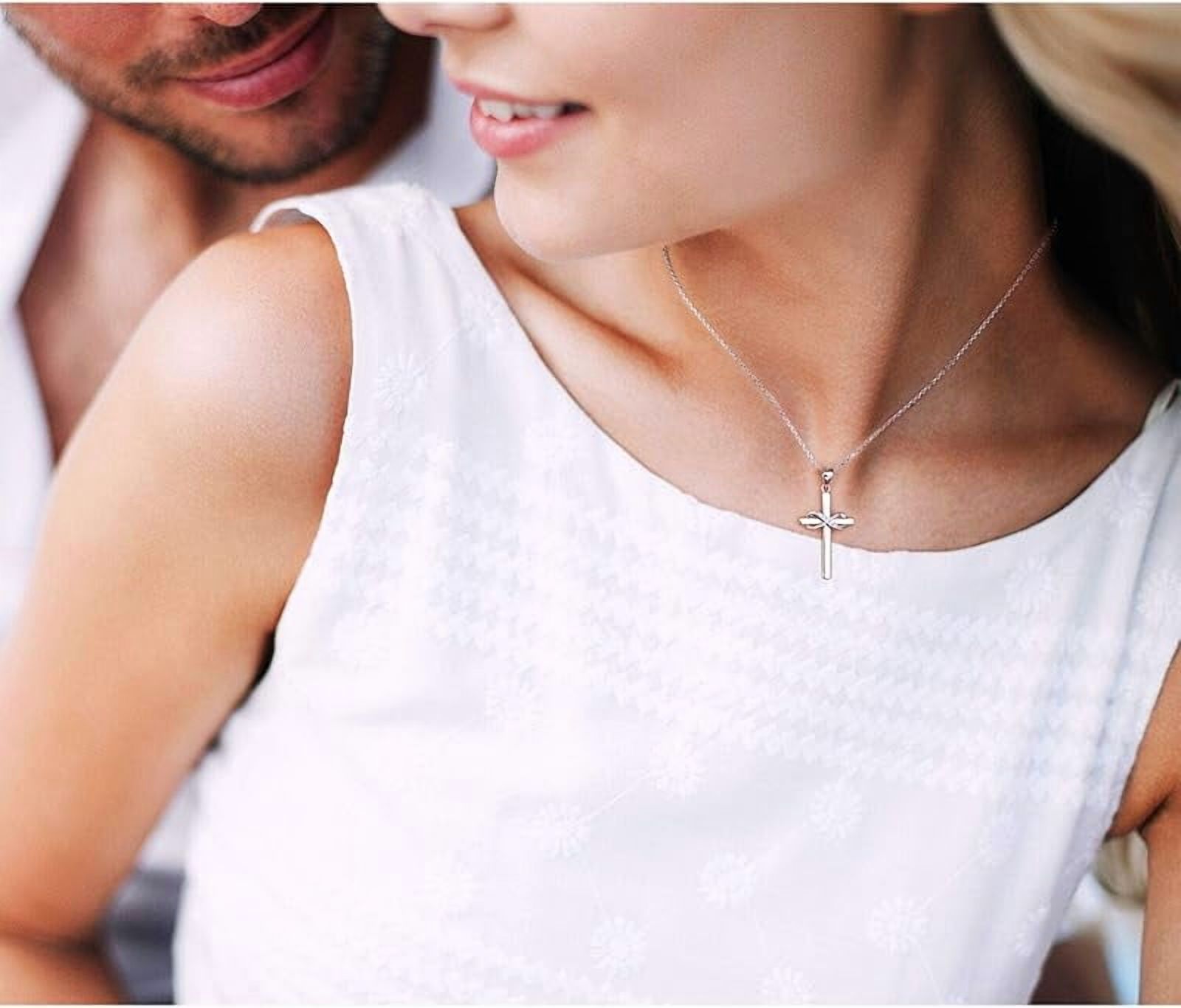 925 Sterling Silver Cross Necklace for Women Infinity Necklace 14K Rose Gold Plated Necklaces for Easter or Mother's Day