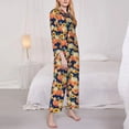 thumbnail image 3 of Honeii fall Pumpkin Daisy Print Women's Pajama Sets Long Sleeve Button Down Sleepwear Nightwear Soft Pjs Lounge Sets 2PCS-Medium, 3 of 7