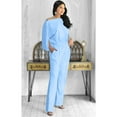 thumbnail image 2 of KOH KOH Long Pants Formal Cocktail Evening One Piece Fall Pockets Dressy Jumpsuit Romper Suit Casual Outfit Playsuit Tall 3/4 Short Sleeve For Women Baby Light Blue X-Large US 14-16 NT118, 2 of 6