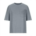 thumbnail image 6 of Vivianyo HD Casual Women's Summer Short Sleeve T-Shirt Women's Solid Round Neck Short Exposed Navel Top With Back Design And Pockets Loose Fitting T-shirt Short Sleeved Round Neck Top/shirt, 6 of 7