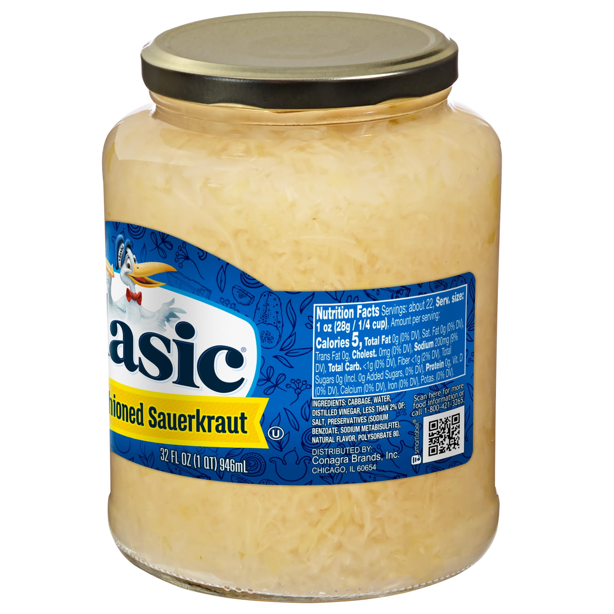 (4 pack) Vlasic Old Fashioned Sauerkraut, 32 fl. oz.