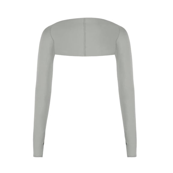 LTTVQM Unisex UV Protection Cropped Shrug Long Sleeve Lightweight Summer Outdoor Driving Sun Arm Cover Top Light Gray