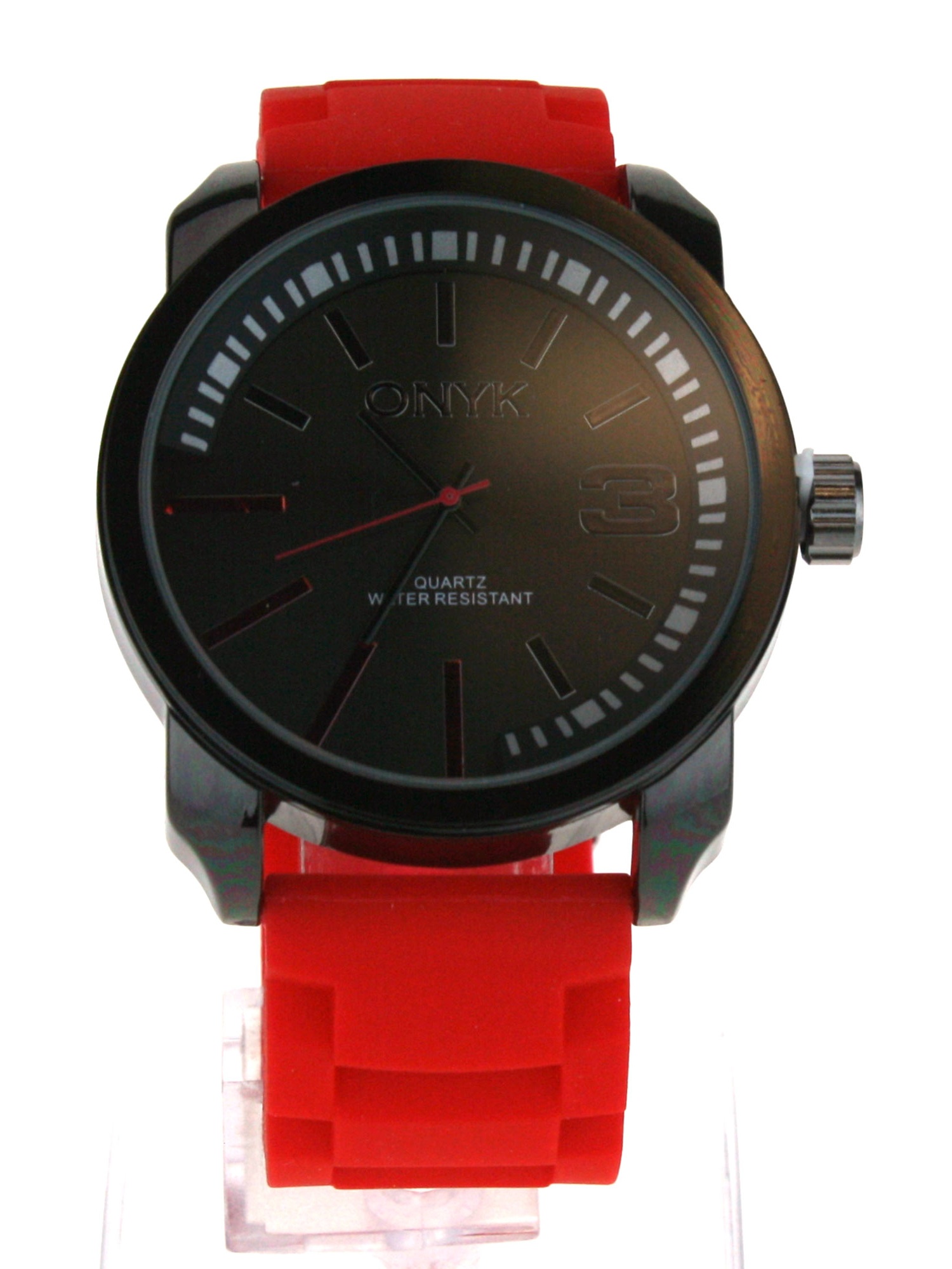 Mens Silicone Chain Link Band Modern Minimal Round Analog Wrist Watch