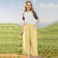 thumbnail image 2 of Miluxas Girl's Wide Leg Pants High Waisted Flowy Pants Lounge Loose Casual Work Pants Trousers Pockets Yellow 13 Years, 2 of 9