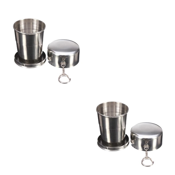 Cateissary Frascos de agua de acero inoxidable duraderos taza de café de viaje taza portátil agua café al aire libre vaso de té botella plegable Type4 NO4 Cateissary CBP080074