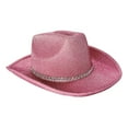 thumbnail image 2 of Wxqbjtam Glitter Cowboy Hat Cowgirl Hat Cap Western Hat Headwear for Women Men for Summer Pink, 2 of 9