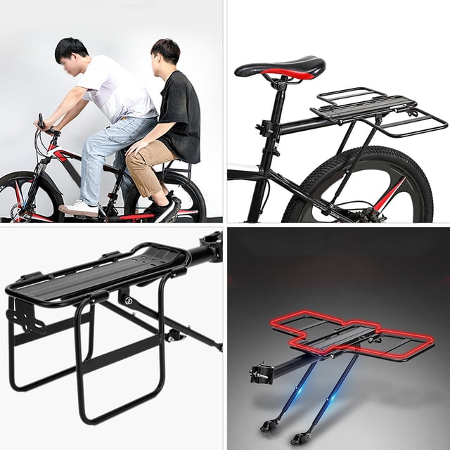 LOLIPPYY 1Pc Practical Bike Rear Cargo Rack Black Lightweight Aluminum Alloy Strong Load
