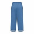 thumbnail image 7 of Outfmvch Capri Pants for Women Travel Pants Cropped Linen Pants Women Lounge Sweatpants Wide Leg Palazzo Hiking Capris for Women High Waisted Pull On Pants Drawstring Linen Pants Cropped Pant Blue M, 7 of 7