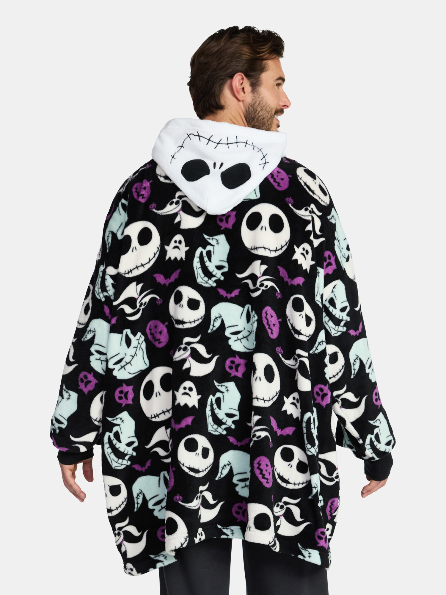 Nightmare Before Christmas Men's and Big Men's Oversized Graphic Hooded Sweatshirt, One Size Fits Most